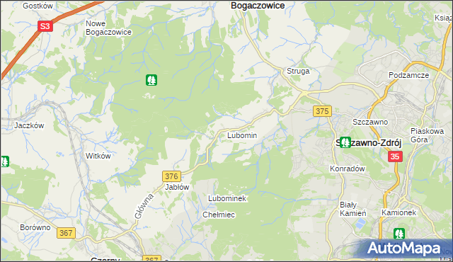 mapa Lubomin gmina Stare Bogaczowice, Lubomin gmina Stare Bogaczowice na mapie Targeo