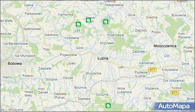 mapa Łużna, Łużna na mapie Targeo