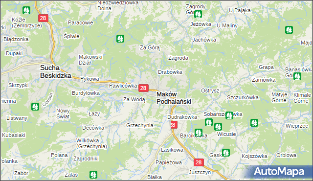 mapa Maków Podhalański, Maków Podhalański na mapie Targeo