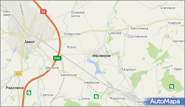 mapa Mściwojów, Mściwojów na mapie Targeo