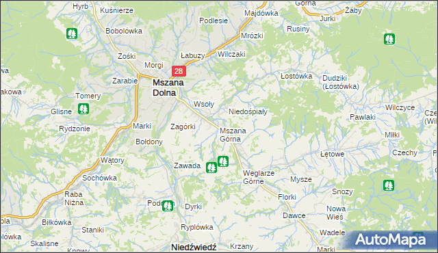 mapa Mszana Górna, Mszana Górna na mapie Targeo