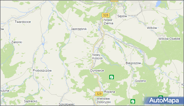 mapa Nowy Kościół, Nowy Kościół na mapie Targeo