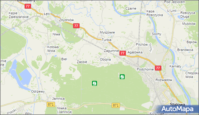 mapa Obojna, Obojna na mapie Targeo