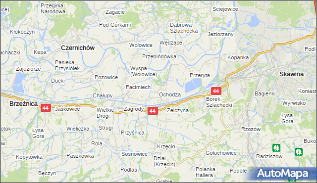mapa Ochodza gmina Skawina, Ochodza gmina Skawina na mapie Targeo