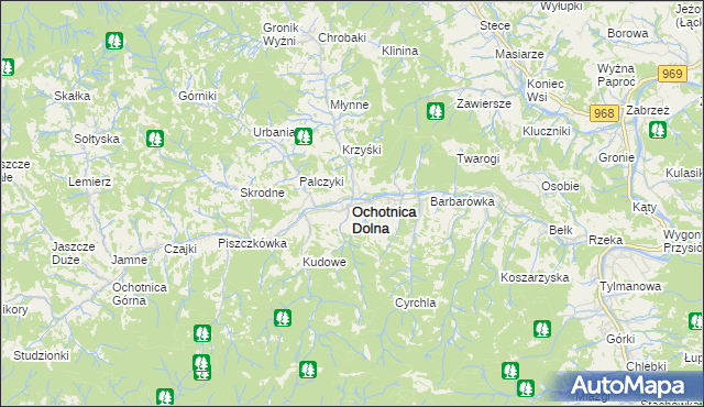 mapa Ochotnica Dolna, Ochotnica Dolna na mapie Targeo