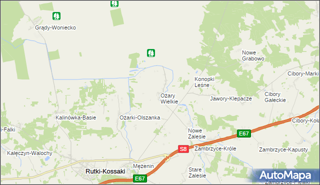 mapa Ożary Wielkie, Ożary Wielkie na mapie Targeo