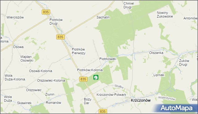 mapa Piotrkówek gmina Krzczonów, Piotrkówek gmina Krzczonów na mapie Targeo