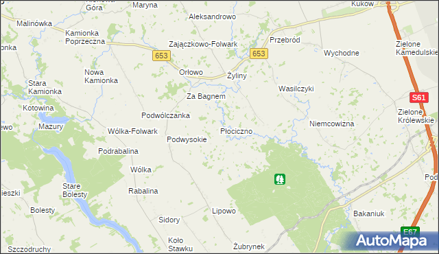 mapa Płociczno gmina Bakałarzewo, Płociczno gmina Bakałarzewo na mapie Targeo