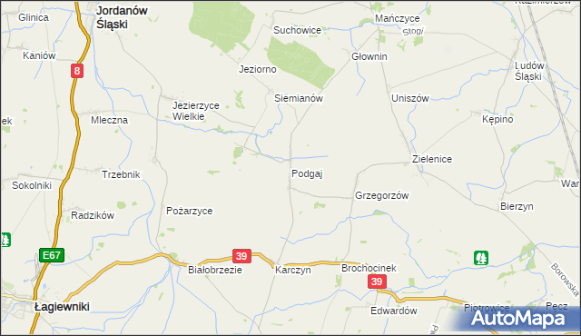 mapa Podgaj gmina Kondratowice, Podgaj gmina Kondratowice na mapie Targeo