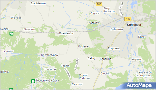 mapa Podlesie gmina Lelów, Podlesie gmina Lelów na mapie Targeo