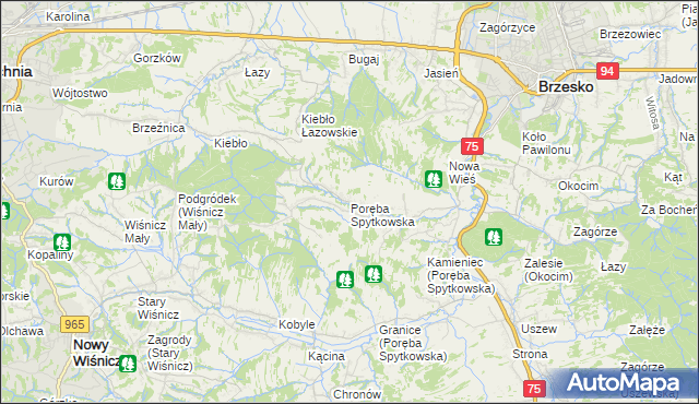 mapa Poręba Spytkowska, Poręba Spytkowska na mapie Targeo
