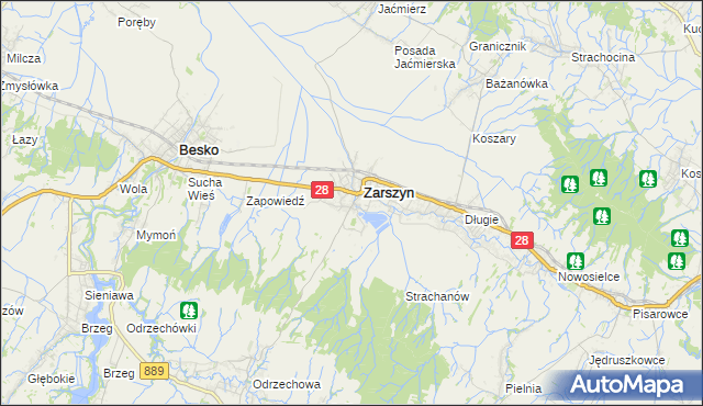 mapa Posada Zarszyńska, Posada Zarszyńska na mapie Targeo