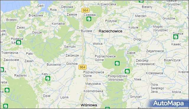 mapa Poznachowice Górne, Poznachowice Górne na mapie Targeo