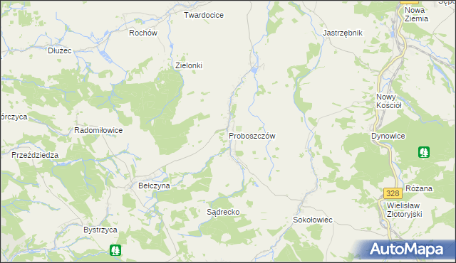 mapa Proboszczów, Proboszczów na mapie Targeo