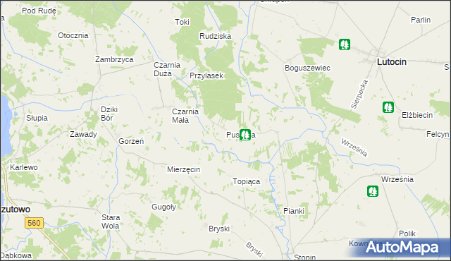 mapa Puszcza gmina Rościszewo, Puszcza gmina Rościszewo na mapie Targeo