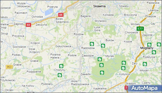 mapa Radziszów, Radziszów na mapie Targeo