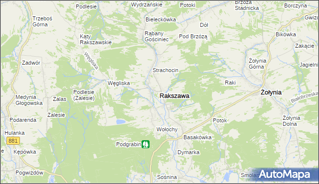 mapa Rakszawa powiat łańcucki, Rakszawa powiat łańcucki na mapie Targeo