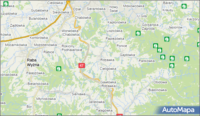 mapa Rdzawka, Rdzawka na mapie Targeo