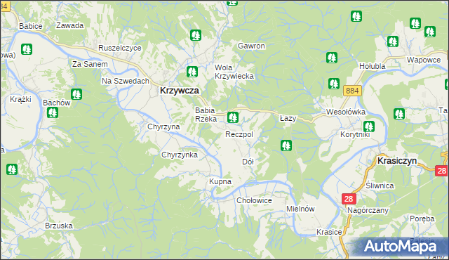 mapa Reczpol, Reczpol na mapie Targeo