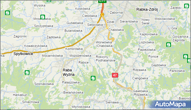 mapa Rokiciny Podhalańskie, Rokiciny Podhalańskie na mapie Targeo