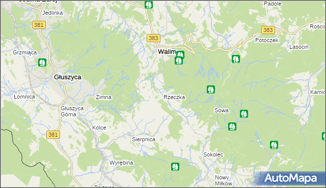 mapa Rzeczka gmina Walim, Rzeczka gmina Walim na mapie Targeo