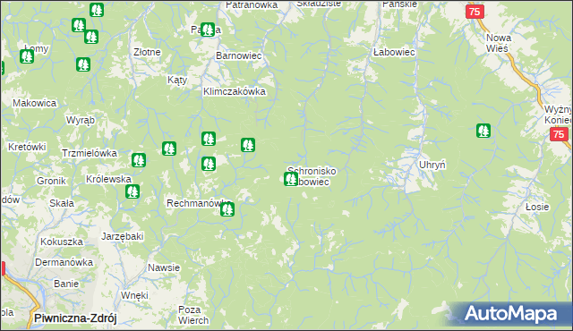 mapa Schronisko Łabowiec, Schronisko Łabowiec na mapie Targeo