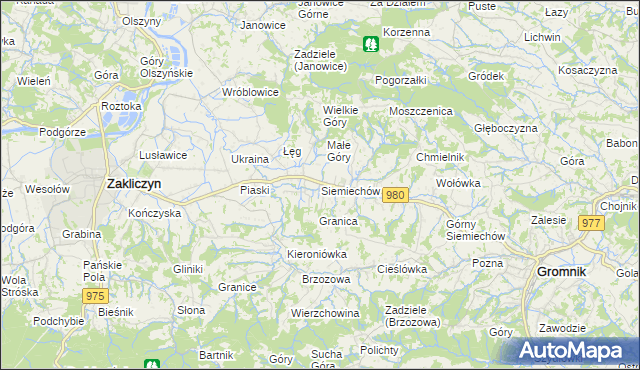 mapa Siemiechów gmina Gromnik, Siemiechów gmina Gromnik na mapie Targeo