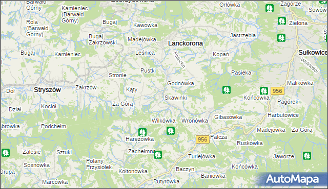 mapa Skawinki, Skawinki na mapie Targeo