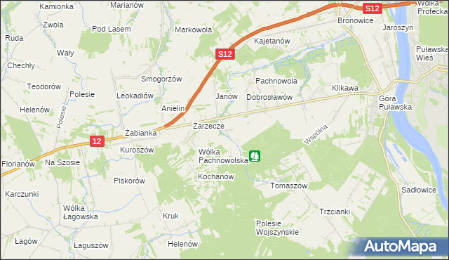 mapa Sosnów gmina Puławy, Sosnów gmina Puławy na mapie Targeo