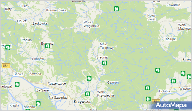 mapa Średnia, Średnia na mapie Targeo