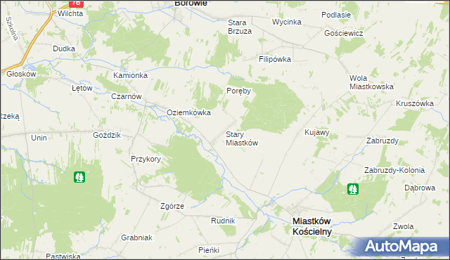 mapa Stary Miastków, Stary Miastków na mapie Targeo