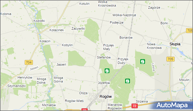 mapa Stefanów gmina Rogów, Stefanów gmina Rogów na mapie Targeo