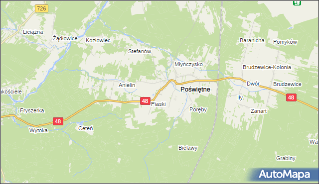 mapa Studzianna gmina Poświętne, Studzianna gmina Poświętne na mapie Targeo