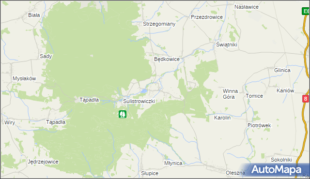 mapa Sulistrowice gmina Sobótka, Sulistrowice gmina Sobótka na mapie Targeo