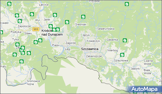 mapa Szczawnica, Szczawnica na mapie Targeo