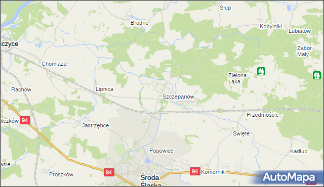 mapa Szczepanów gmina Środa Śląska, Szczepanów gmina Środa Śląska na mapie Targeo