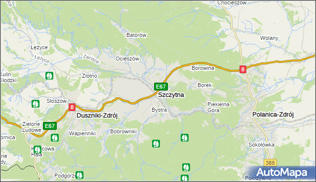 mapa Szczytna powiat kłodzki, Szczytna powiat kłodzki na mapie Targeo