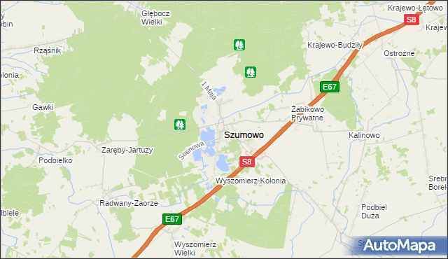 mapa Szumowo powiat zambrowski, Szumowo powiat zambrowski na mapie Targeo