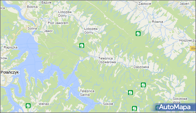 mapa Teleśnica Oszwarowa, Teleśnica Oszwarowa na mapie Targeo