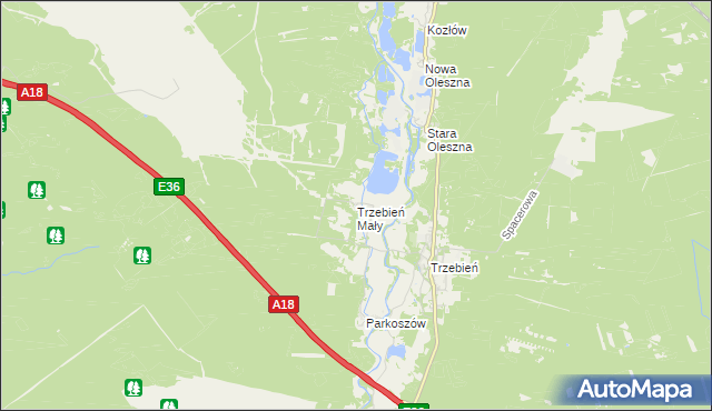 mapa Trzebień Mały, Trzebień Mały na mapie Targeo