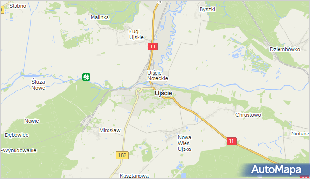 mapa Ujście powiat pilski, Ujście powiat pilski na mapie Targeo