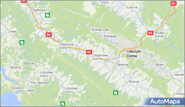 mapa Ustjanowa Górna, Ustjanowa Górna na mapie Targeo