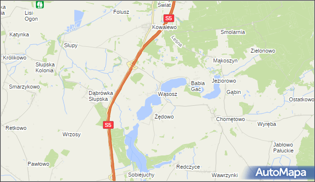 mapa Wąsosz gmina Szubin, Wąsosz gmina Szubin na mapie Targeo