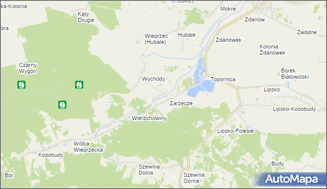 mapa Wieprzec gmina Zamość, Wieprzec gmina Zamość na mapie Targeo