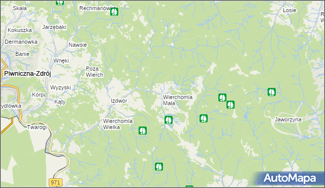 mapa Wierchomla Mała, Wierchomla Mała na mapie Targeo
