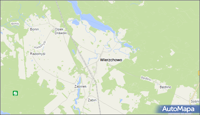 mapa Wierzchowo powiat drawski, Wierzchowo powiat drawski na mapie Targeo