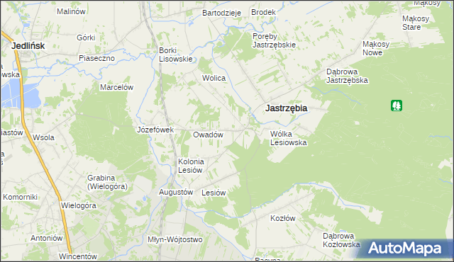 mapa Wojciechów gmina Jastrzębia, Wojciechów gmina Jastrzębia na mapie Targeo
