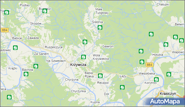 mapa Wola Krzywiecka, Wola Krzywiecka na mapie Targeo