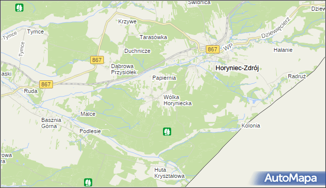 mapa Wólka Horyniecka, Wólka Horyniecka na mapie Targeo