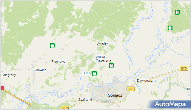 mapa Wólka Piaseczna gmina Goniądz, Wólka Piaseczna gmina Goniądz na mapie Targeo